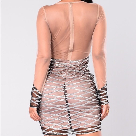 Fashion Nova silver sequin dress - Picture 2 of 4